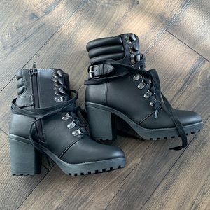 Black MIA Annamaria motorcycle boots. Never worn.